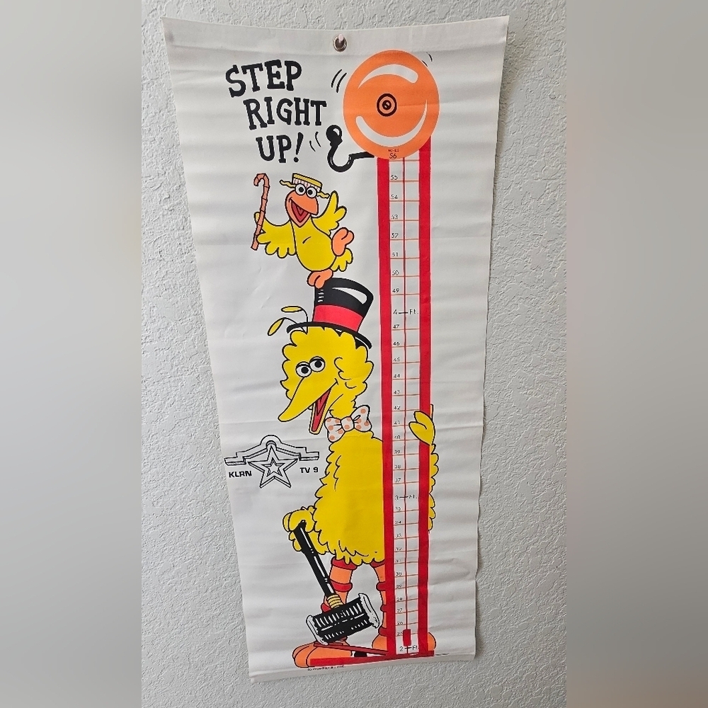 Vintage Sesame Street Vinyl Growth Chart Big Bird Tree 56 Inches